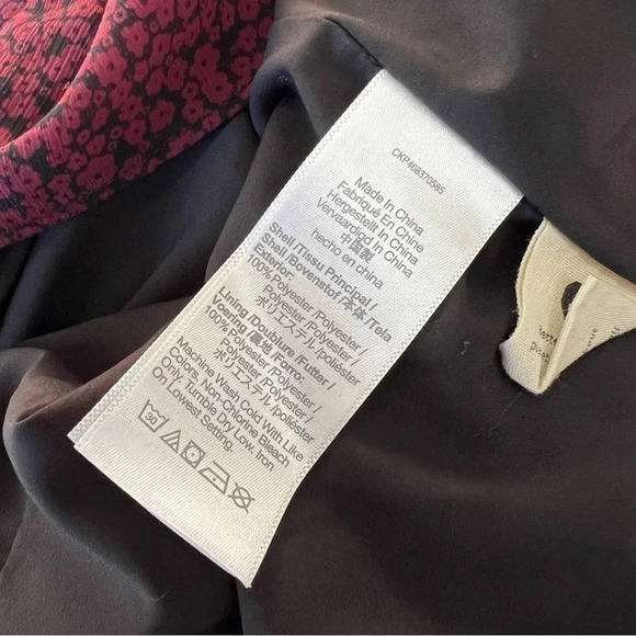 MADEWELL Size M Long Sleeve Floral Peasant Dress In CABERNET Red - Picture 10 of 10